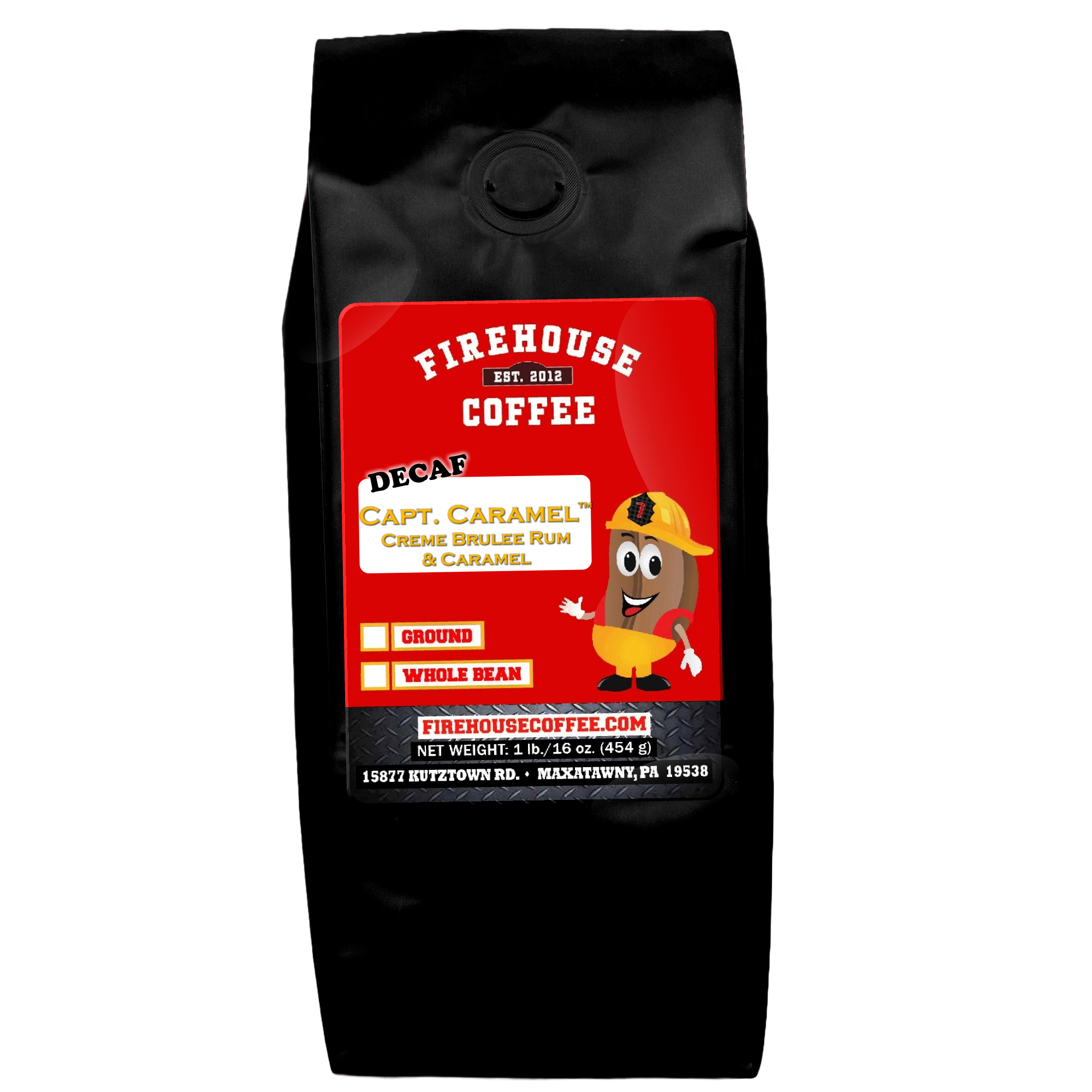 16 oz bag of Creme Brulee Rum and Caramel Decaf Coffee