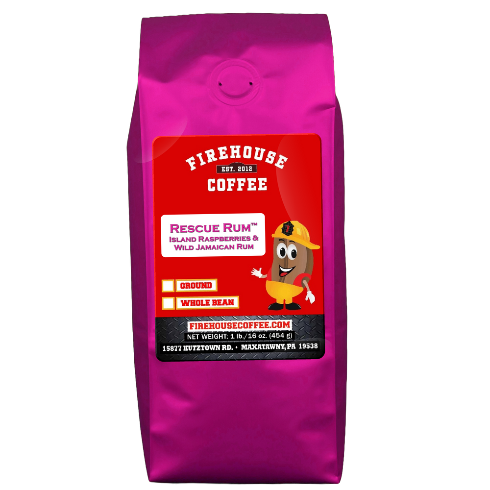 16 oz bag of Raspberry and Jamaican Dark Rum Coffee