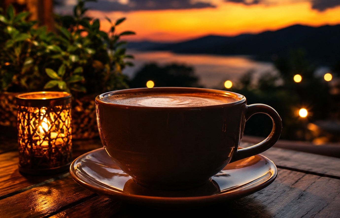 Cup of evening coffee watching the sunset