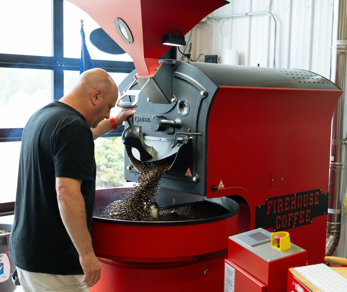 High-quality coffee beans roasted at Firehouse Coffee daily