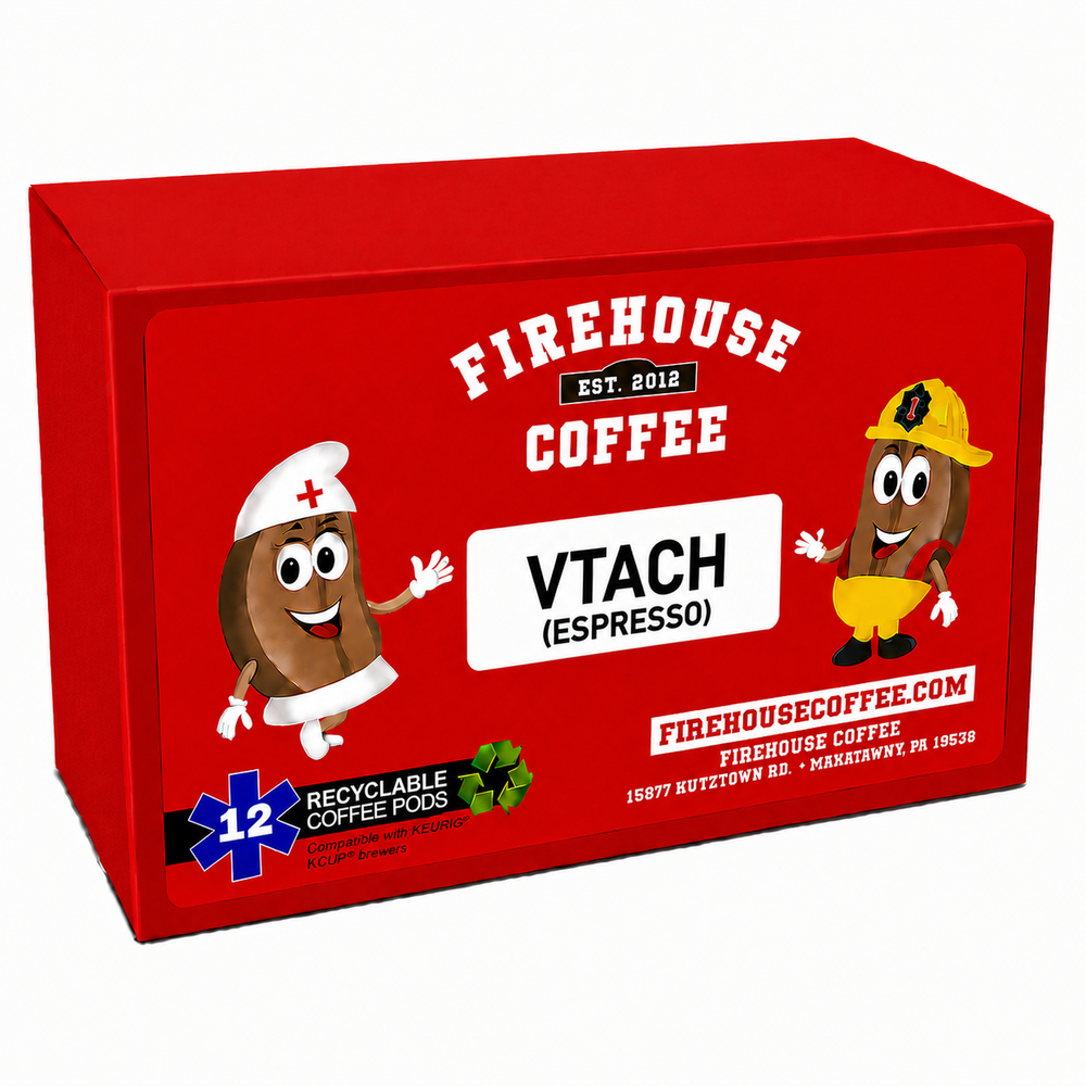 Inspired by emergency medicine, VTach™ Espresso K-Cups provide a powerful espresso experience with rich flavor, smooth body, and the convenience of single-serve brewing. Premium Arabica coffee roasted for those who answer the call.