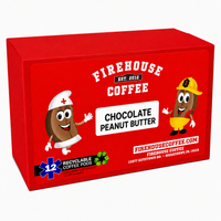PB Palpitations chocolate peanut butter coffee K-Cups in a 12-count Firehouse Coffee box