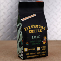 12 oz bag of Firehouse Coffee I.C.U.™ Decaf Irish Cream Ultimate flavored coffee with rich Irish cream, creamy vanilla, and smooth liqueur-inspired flavor. Premium fresh roasted decaf coffee available in whole bean or ground.