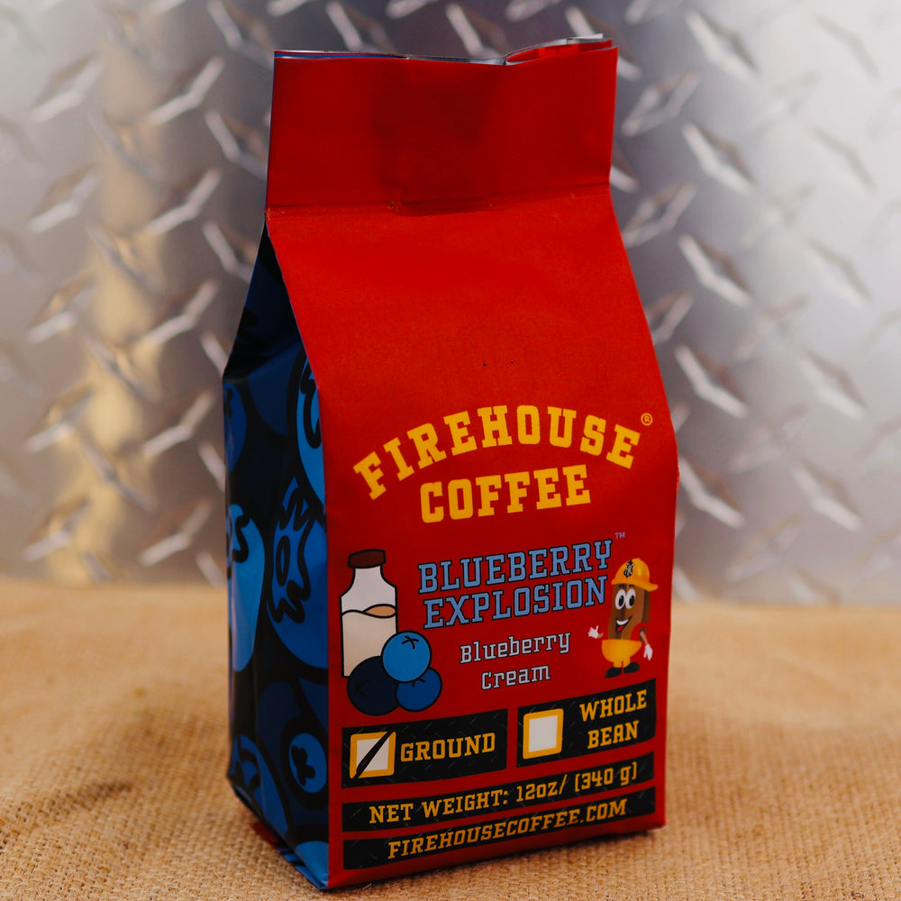 12oz Firehouse Blueberry Explosion flavored coffee bag