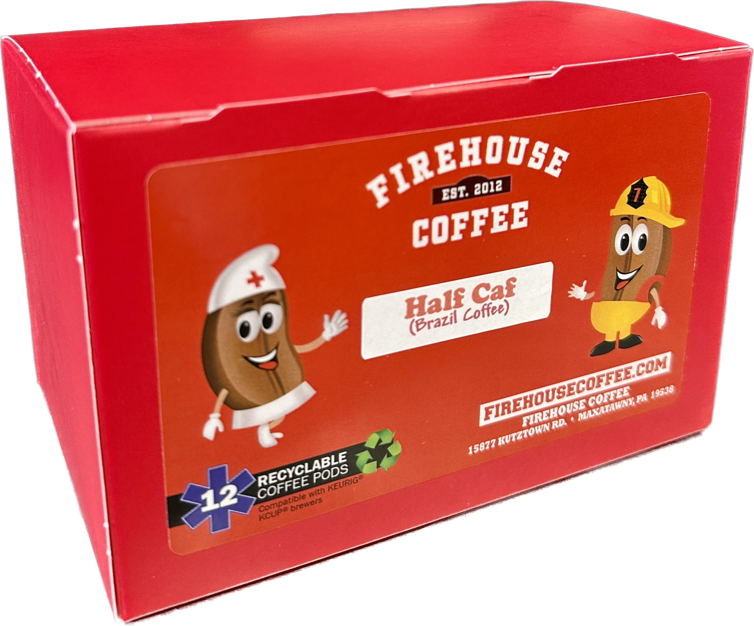 Half-Caff is our 50/50 blend of Medium Roasted Brazil and Decaffeinated Dark Roast Brazil Coffee 12ct KCups