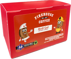 Half-Caff is our 50/50 blend of Medium Roasted Brazil and Decaffeinated Dark Roast Brazil Coffee 12ct KCups