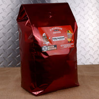 Firehouse Coffee Fully Involved Ethiopian Dark Roast Coffee, premium 5 lb bag of freshly roasted Ethiopian Arabica coffee with a bold full-bodied profile, rich dark chocolate flavor, subtle berry and floral notes, smooth low-acidity finish, and exceptional aroma. Available in whole bean or ground, this gourmet specialty coffee is perfect for coffee lovers searching for Ethiopian dark roast coffee, fresh roasted coffee, premium dark roast coffee, whole bean coffee, gourmet ground coffee, artisan roasted coff