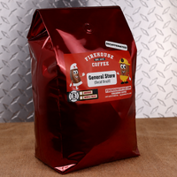 Firehouse Coffee General Store Decaf Brazil 5 lb coffee bag, featuring premium Brazilian coffee decaffeinated using the Swiss Water® Process. Smooth medium roast with rich chocolate, roasted nut, and naturally sweet flavor notes, available in whole bean or ground.