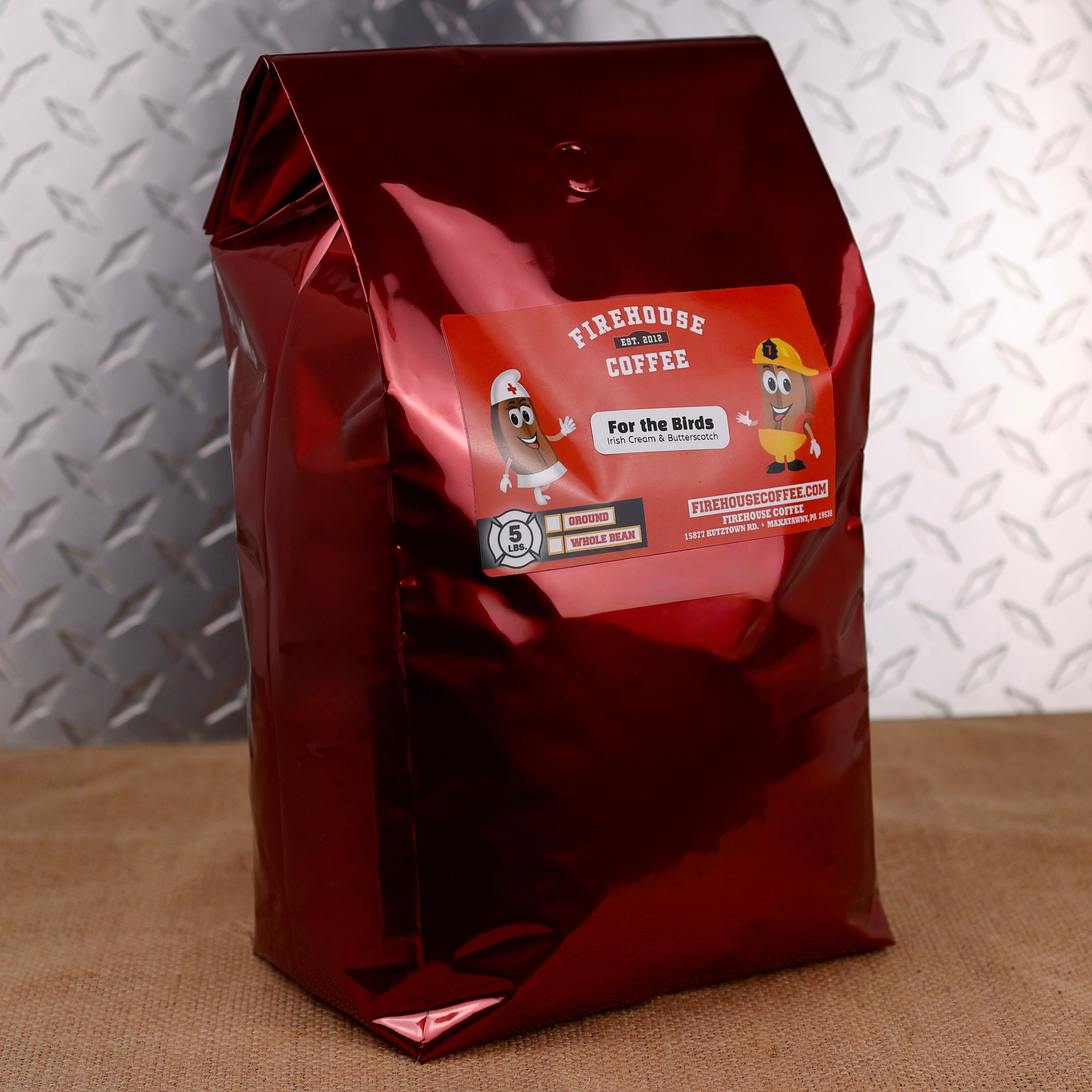 Smooth medium roast combines the rich, creamy flavor of classic Irish cream with the buttery sweetness of golden butterscotch in this 5lb Bag of flavored coffee