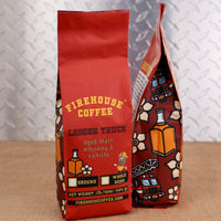 1 lb Ladder Truck Aged Malt Whiskey and Vanilla Flavored Coffee bag with whole bean and ground options by Firehouse Coffee
