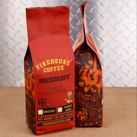1 lb Backdraft Bacon and Maple Syrup Flavored Coffee bag with whole bean and ground options by Firehouse Coffee