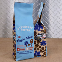 Firehouse Coffee The Coffee Medic Costa Rica light roast coffee 1 lb bag with ambulance and EMS artwork, available ground or whole bean.