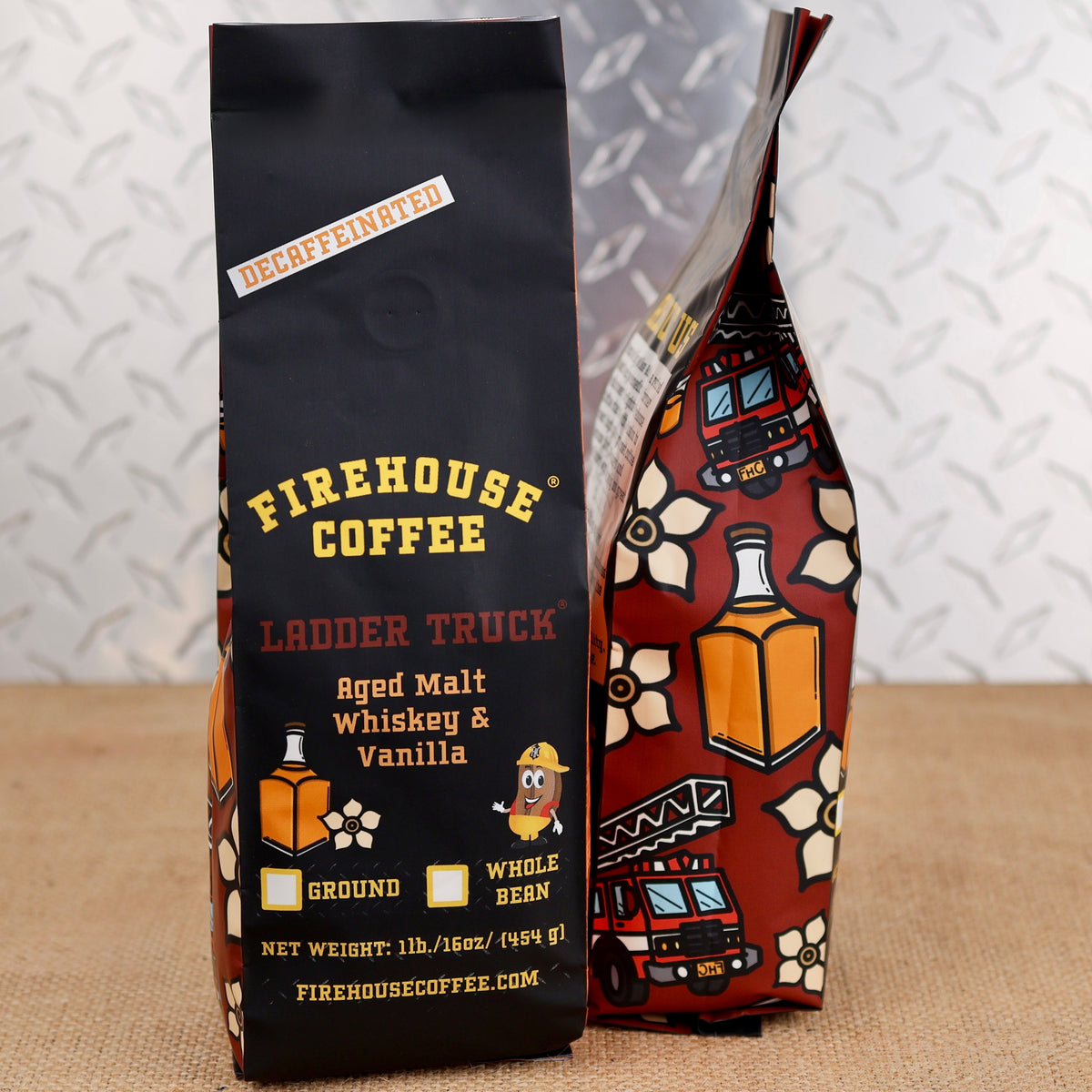 Aged Whiskey and Vanilla 1lb Bag with Fire Truck and Whiskey Bottle