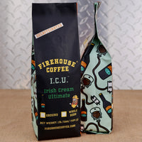 Firehouse Coffee ICU™ Irish Cream Ultimate flavored decaf coffee in a 1 lb bag.