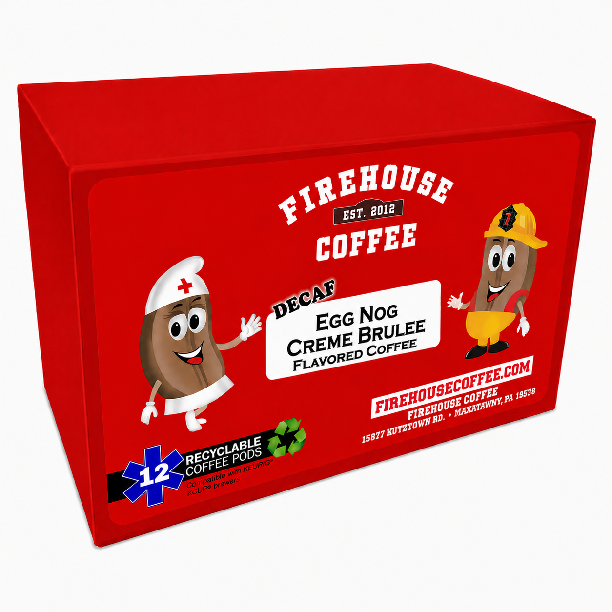 Neuro Nog Eggnog Creme Brulee Decaf Coffee K Cups 12 count flavored coffee pods by Firehouse Coffee