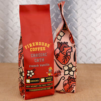 Firehouse Coffee Cardiac Cath French Vanilla flavored coffee 1 lb bag with rich, smooth French vanilla flavor, available ground or whole bean