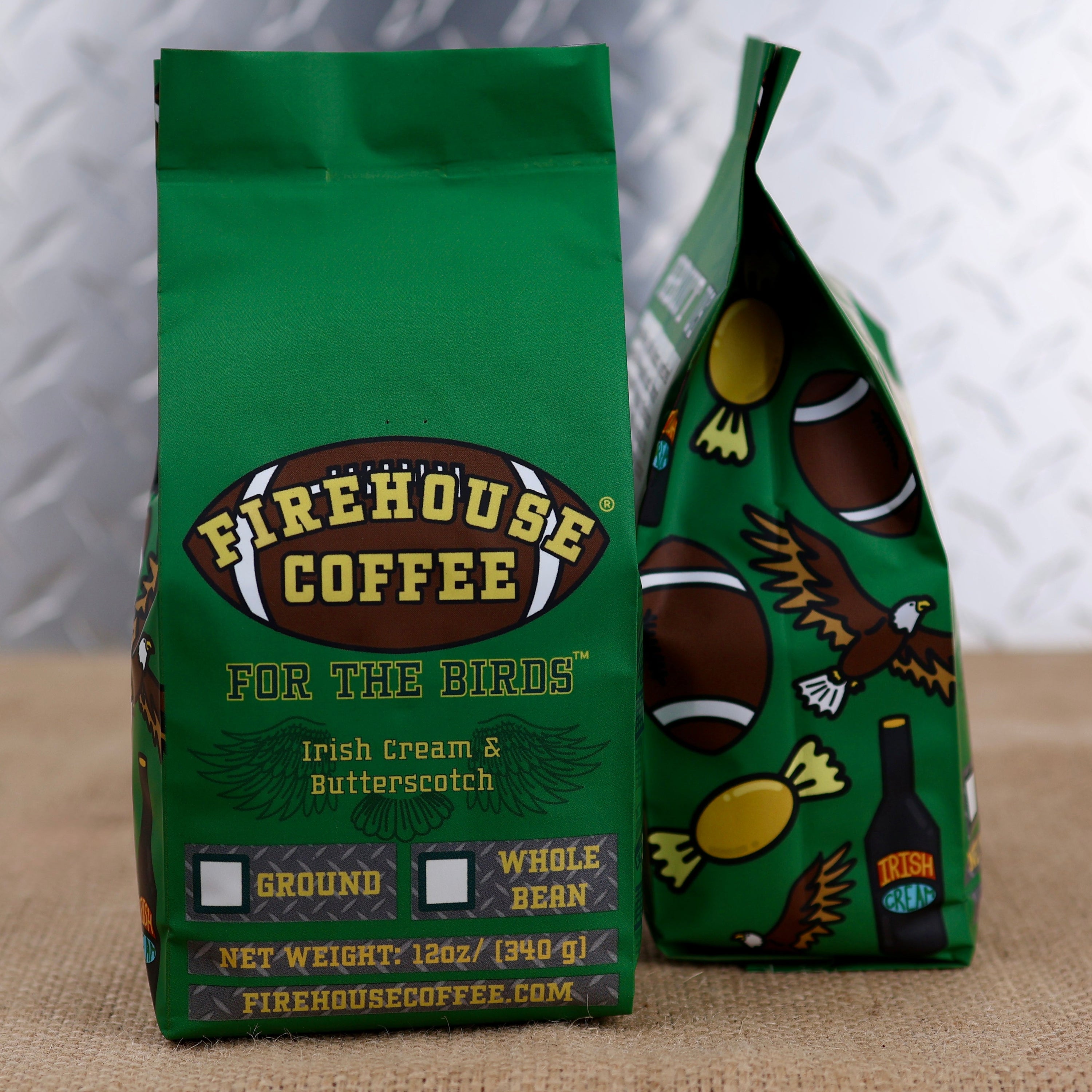 Highlander Grogg Coffee with rich Irish cream and buttery butterscotch flavors. For the Birds!™