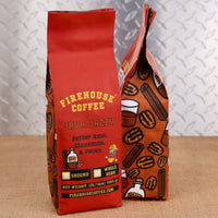Firehouse Coffee Java Jazzy Butter Rum, Cinnamon & Pecan flavored coffee in a 1 lb bag, available ground or whole bean.