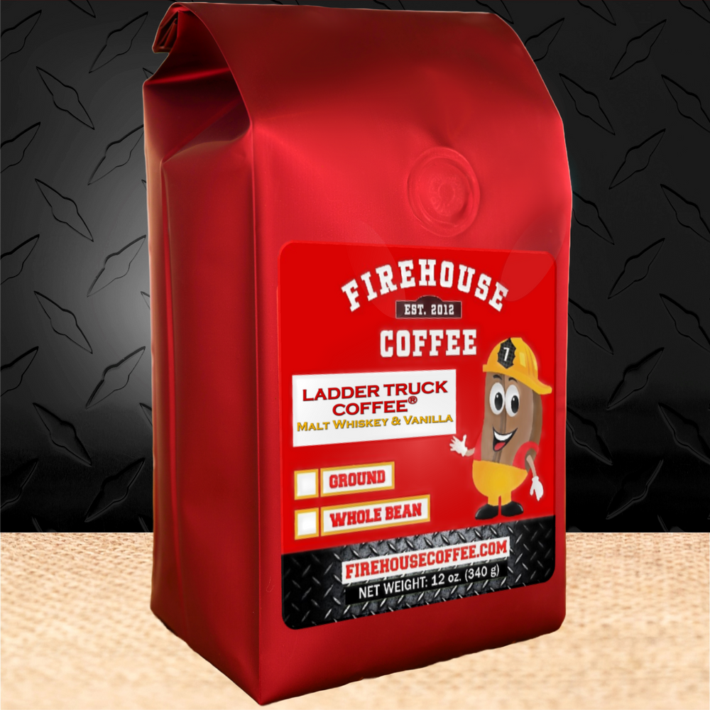 12 oz bag of Aged Malt Whiskey and Vanilla Flavored Coffee Ladder Fire Truck 