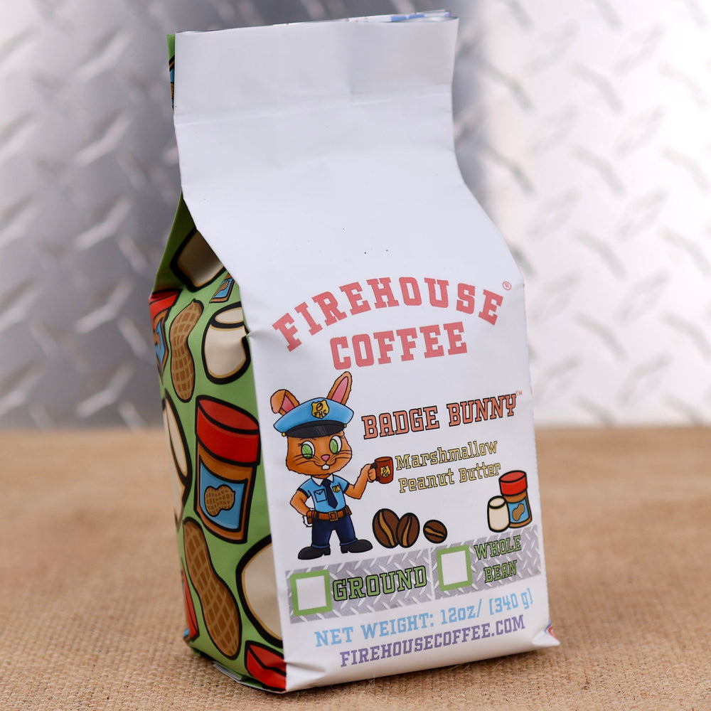 Badge Bunny™ Peanut Butter and Marshmallow Flavored Coffee with creamy peanut butter and fluffy marshmallow flavors.