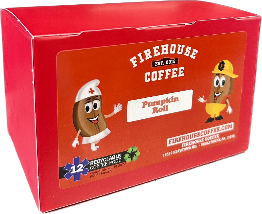 Pumpkin Roll flavored coffee K-Cups with pumpkin cake, cream cheese and caramel flavor