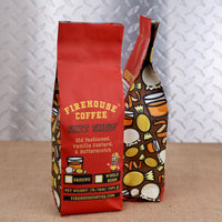 Firehouse Coffee Shit Show flavored coffee 1 lb bag with old-fashioned vanilla custard and butterscotch flavors, available ground or whole bean
