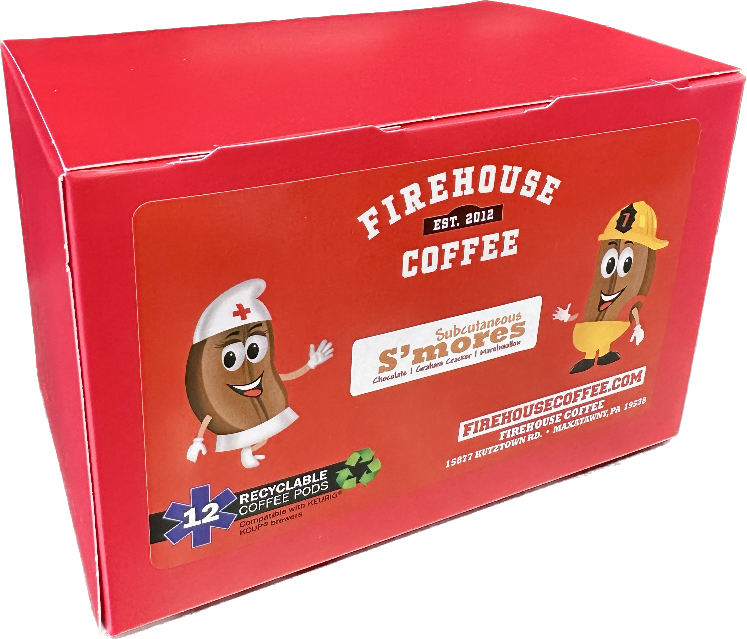 Subcutaneous S'mores Coffee K-Cups 12-count box with graham cracker, marshmallow and milk chocolate flavor