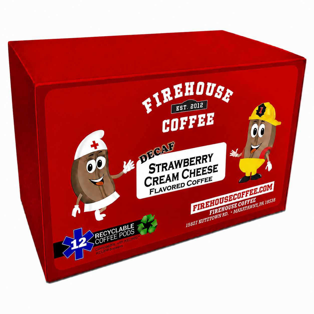 Ballpark Blend Decaf K-Cups strawberry cream cheese flavored coffee by Firehouse Coffee