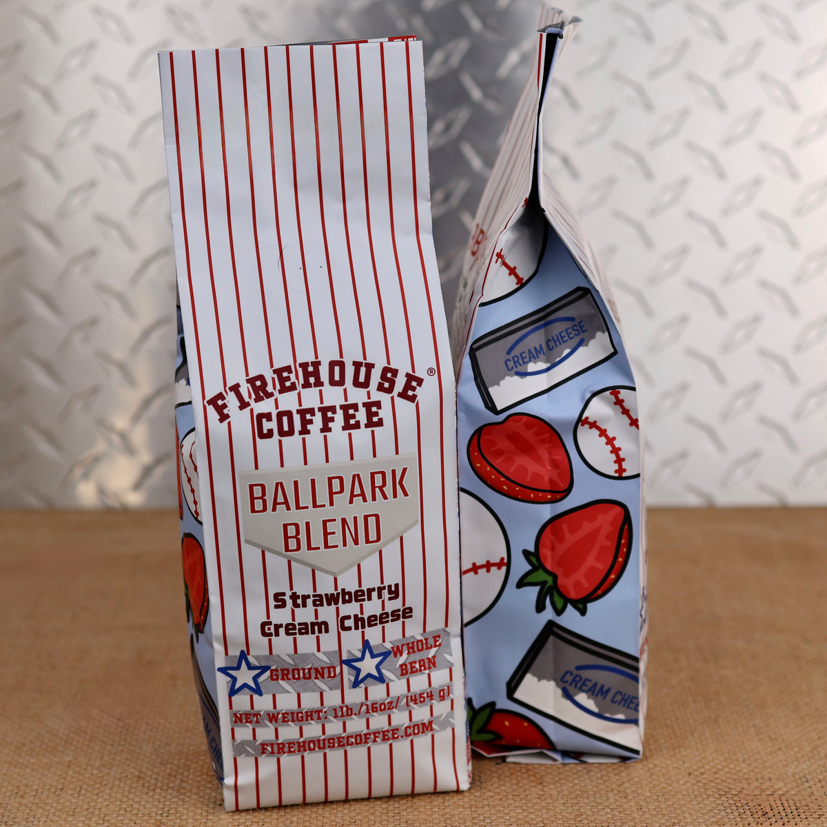 Ballpark Blend Strawberry Cream Cheese Flavored Coffee by Firehouse Coffee available in ground or whole bean