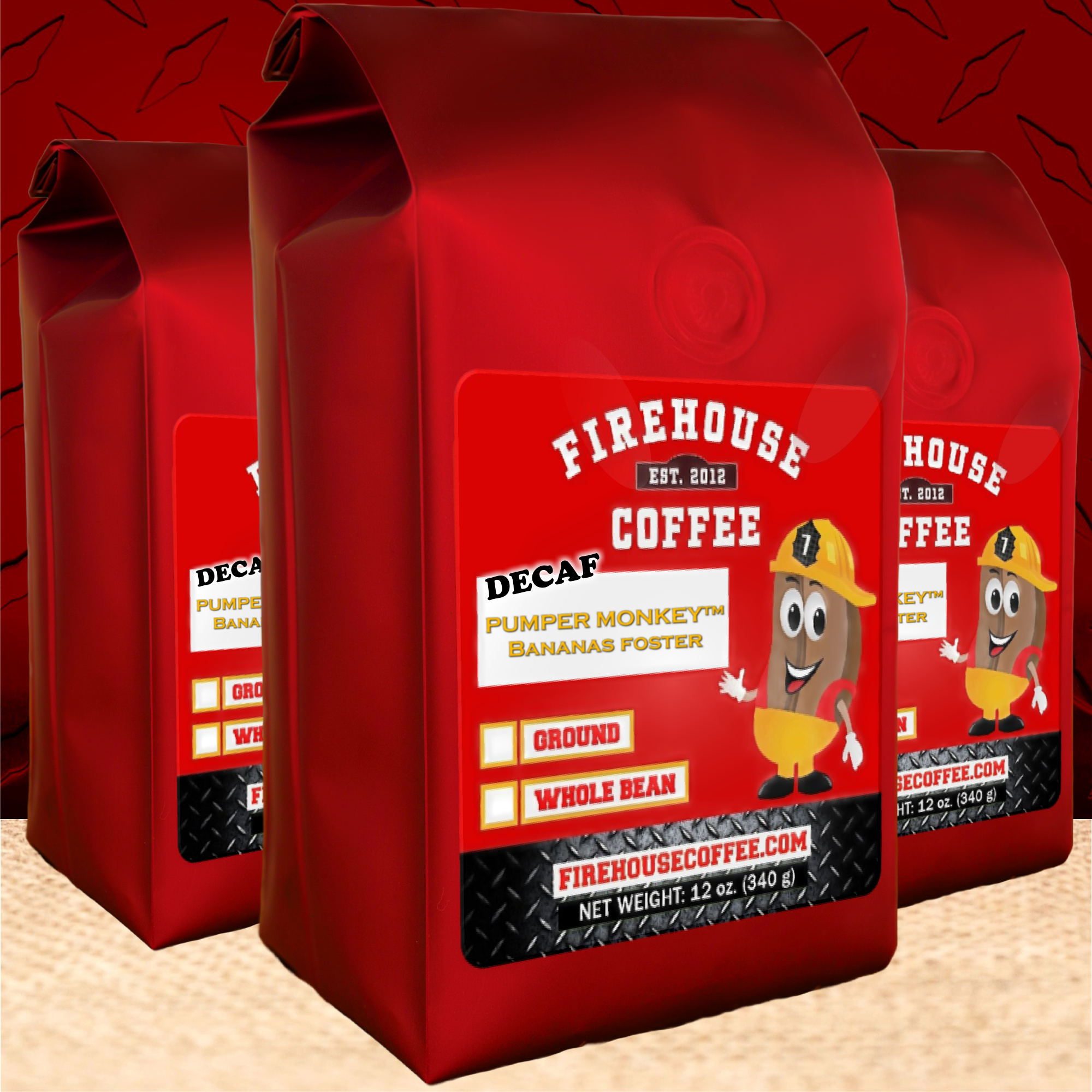 12 oz bags of Bananas Foster Decaf Coffee