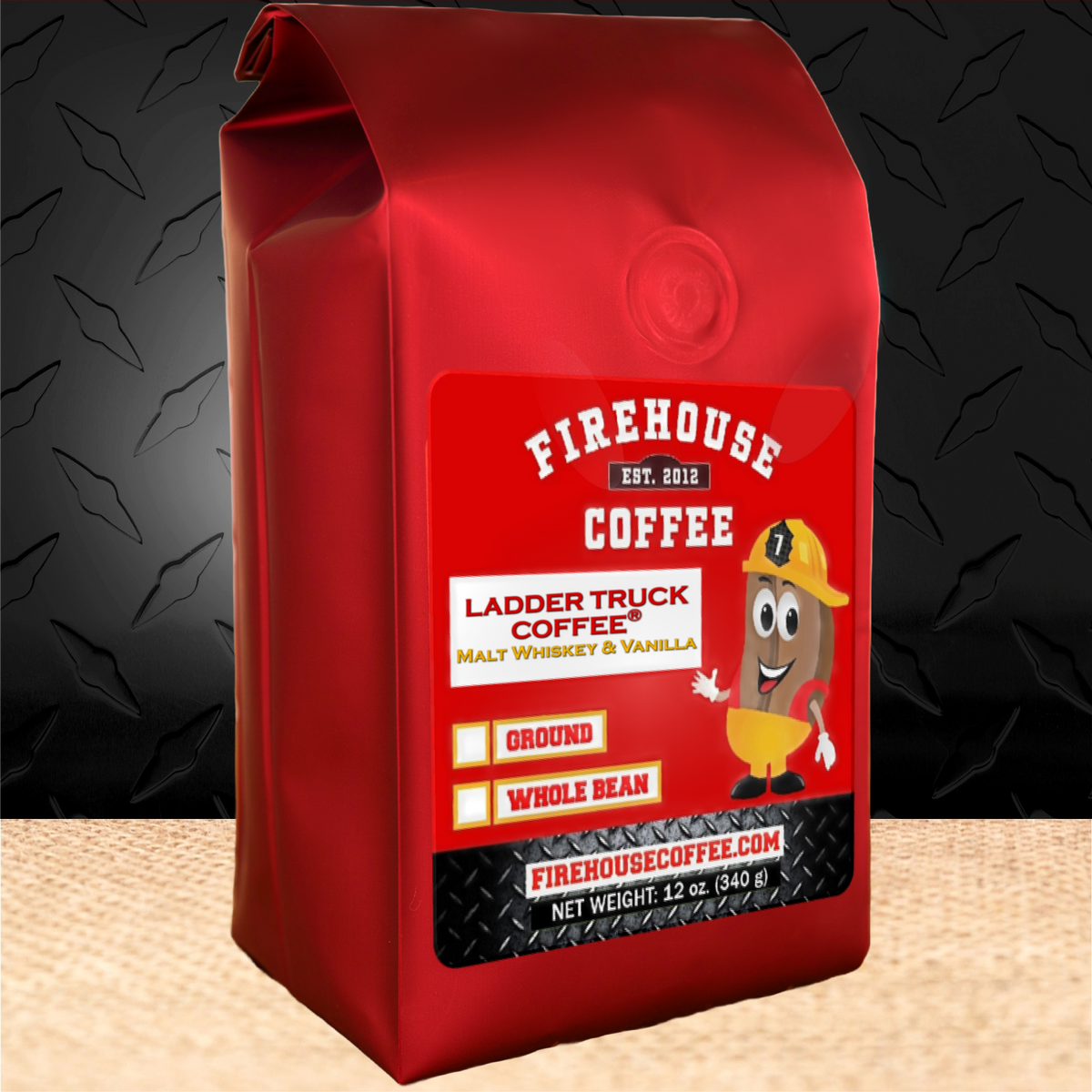 12 oz bag of Aged Malt Whiskey and Vanilla Flavored Coffee Ladder Fire Truck 