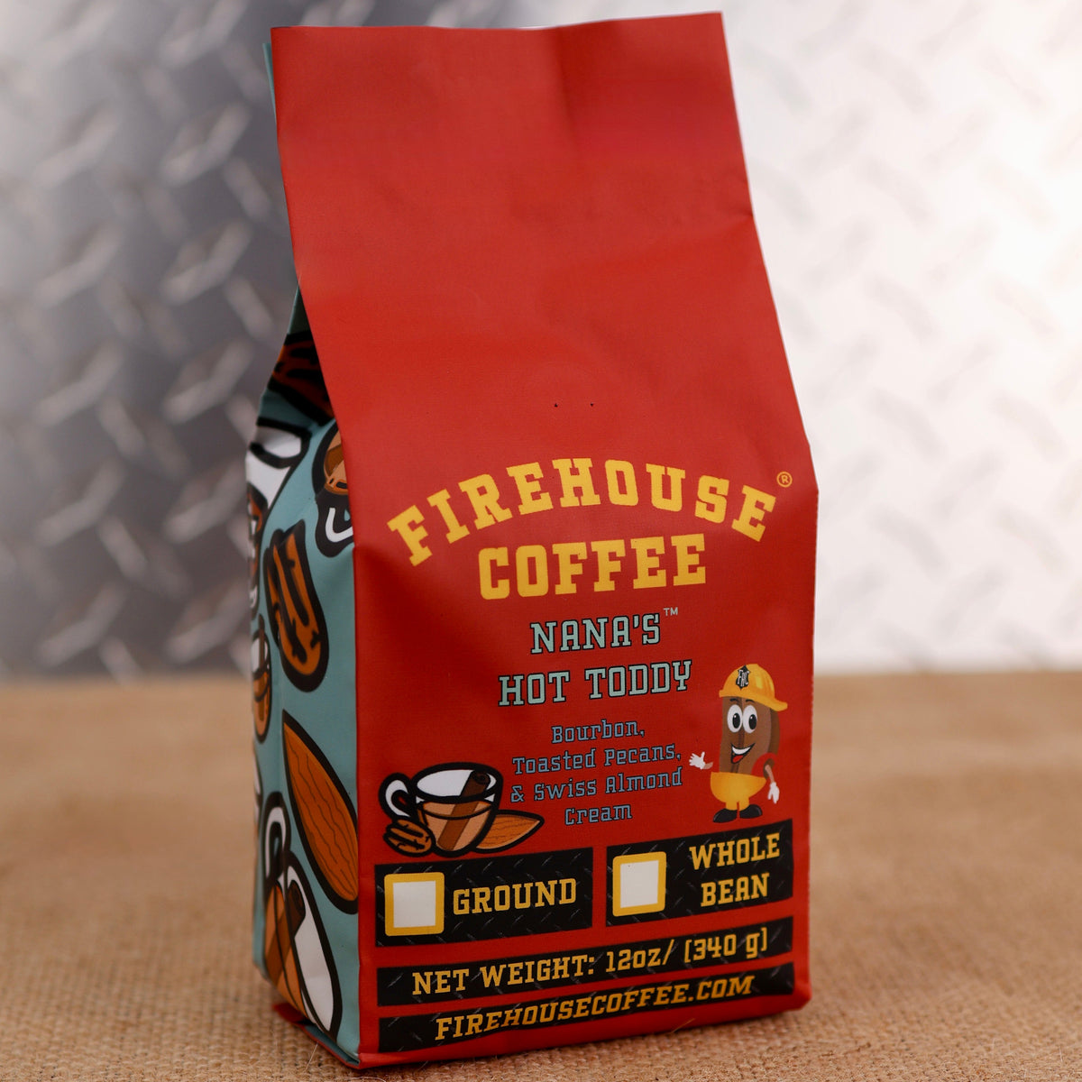 Nana’s Hot Toddy™ flavored coffee with aged bourbon, Swiss almond cream and Texas pecan flavors.