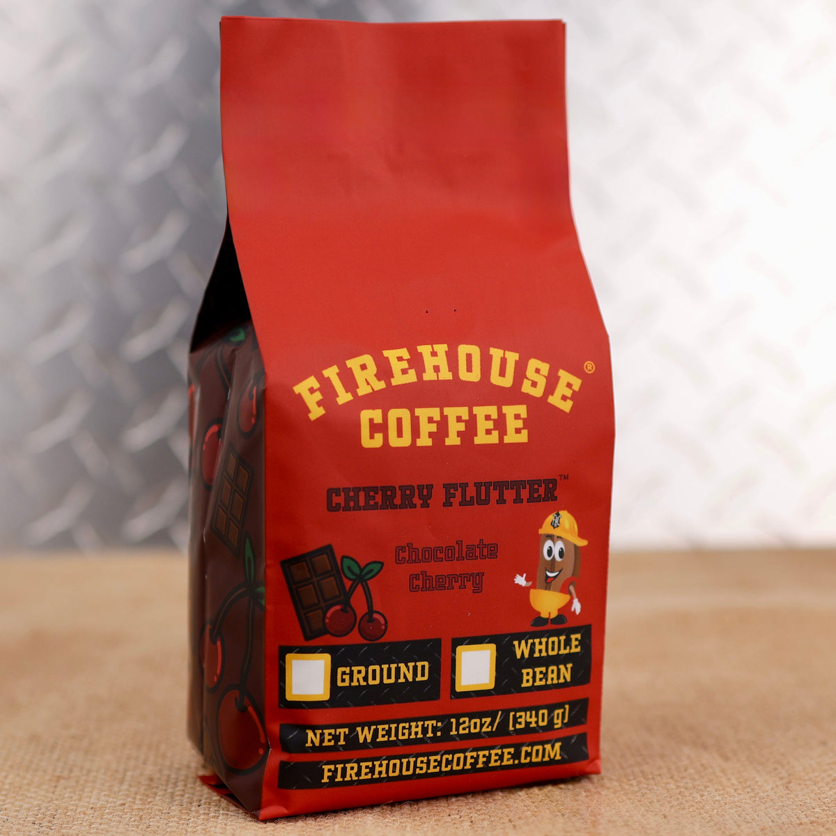 Cherry Flutter™ Chocolate Covered Cherry Flavored Coffee with rich chocolate and sweet cherry flavors.