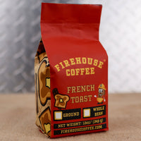 Firehouse Coffee Frenchie Cinnamon French Toast Flavored Coffee bag with French toast and a cinnamon stick