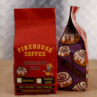 Cinnamon Roll Coffee bags showing front and patterned sides