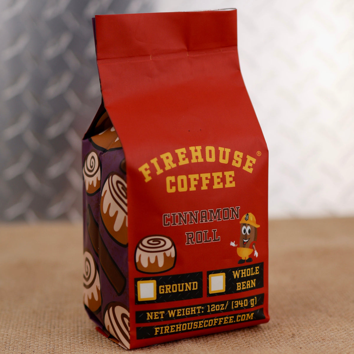Firehouse Coffee Cinnamon Roll Flavored Coffee with warm cinnamon, brown sugar, buttery pastry and vanilla icing flavors.