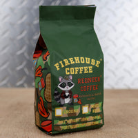 Redneck Coffee® Habanero Peanut Butter Flavored Coffee with custom raccoon artwork