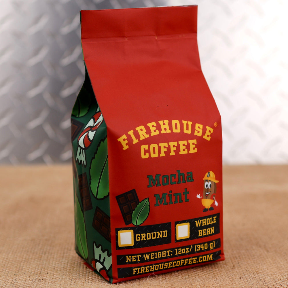 Mocha Mint™ Mint Chocolate Chip Flavored Coffee with rich milk chocolate and cool mint flavors.