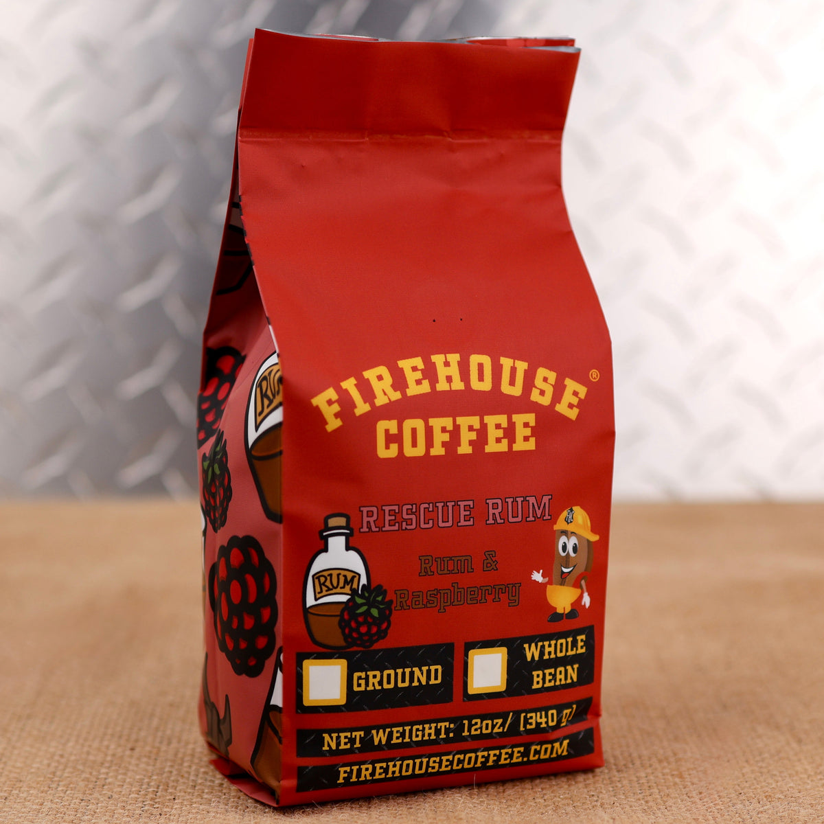 Rescue Rum™ Raspberry and Jamaican Dark Rum Flavored Coffee with bold rum and sweet raspberry flavors.