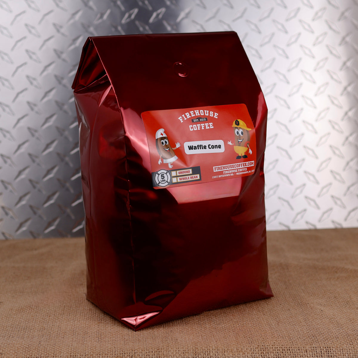 Five-pound bag of Waffle Cone™ Vanilla Bean and Brown Sugar Flavored Coffee with creamy vanilla and caramelized brown sugar flavors.