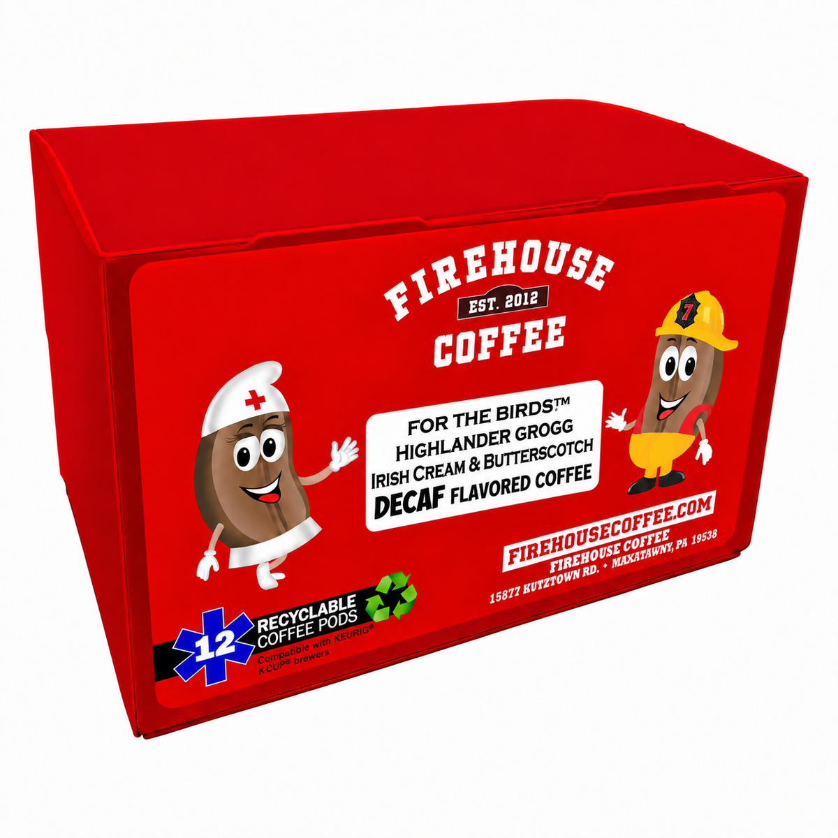Firehouse Coffee For the Birds™ Highlander Grogg Irish Cream & Butterscotch Decaf Coffee K-Cups, red 12-count box