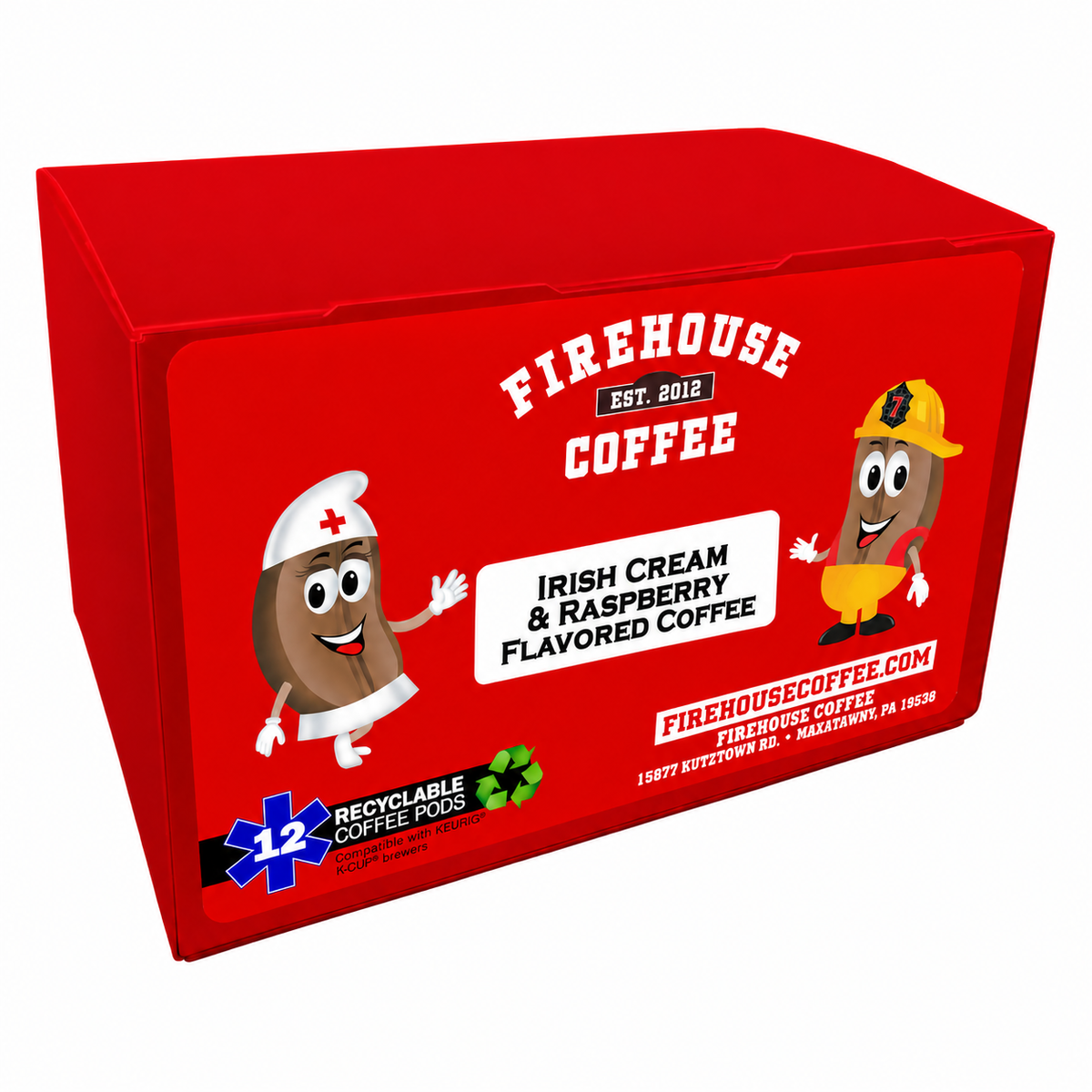 Firehouse Coffee Irish Cream & Raspberry Flavored Coffee K-Cups red 12-count box