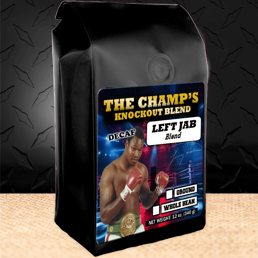 12 oz bag of the Finest Decaf Coffee Blend inspired by Larry Holmes