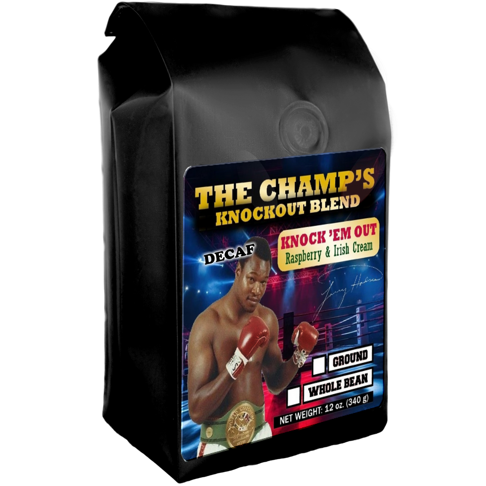 Larry Holmes on Raspberry Irish Cream Decaf Flavored Coffee Bag