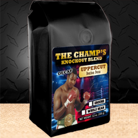 12 oz bag of "Uppercut" Decaf - Bourbon Pecan Decaf Coffee inspired by Larry Holmes