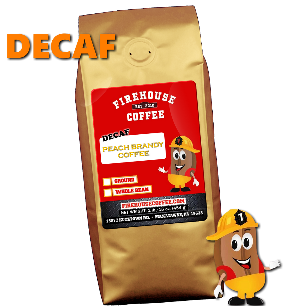 1 lb bag of Peach Brandy Whiskey Decaf Coffee