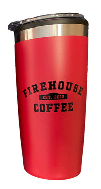 Firehouse Coffee Travel Mug for any firefighter, EMT, Paramedic, or First Responder who works in EMS or the fire services and depends on coffee.