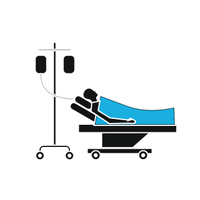 Intensive care patient and IV stand illustration