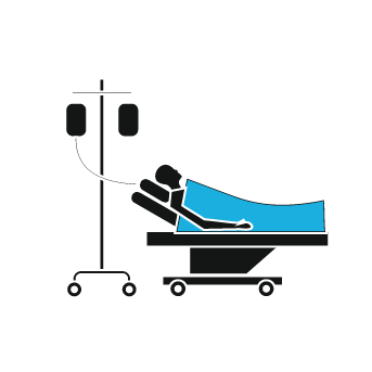 Intensive care patient and IV stand illustration